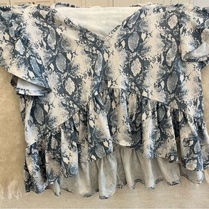Altar’d  State blue and white snake print top.